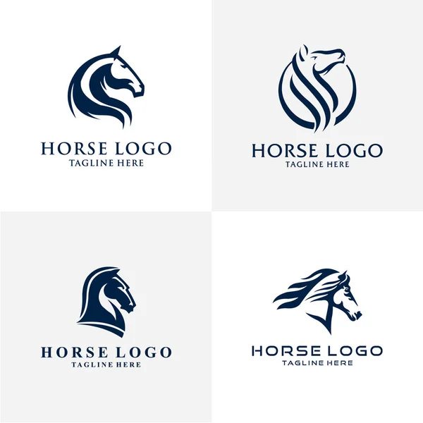 Hoofd paard instellen illustratie symbool moderne logo vector — Stockfoto