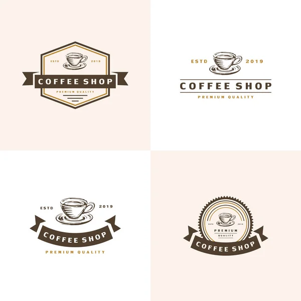Kaffe logo-vektor illustration, emblem set design — Stockfoto