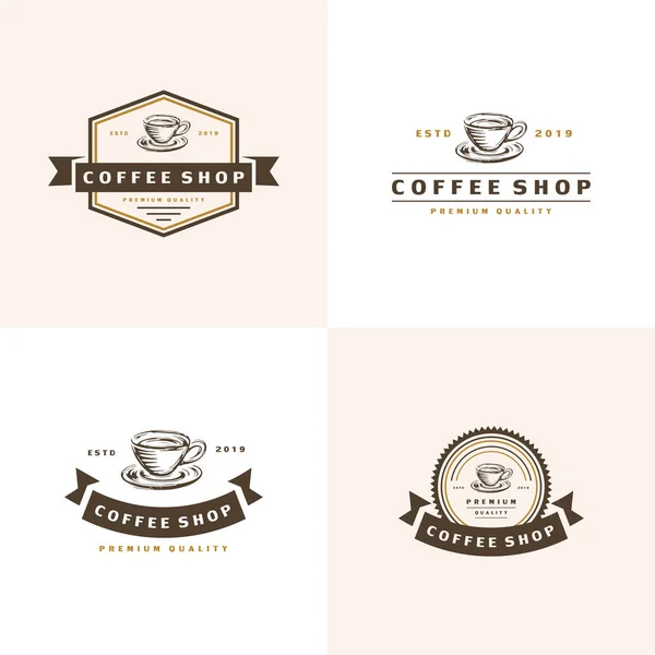 Logo caffè - illustrazione vettoriale, emblema set design — Vettoriale Stock