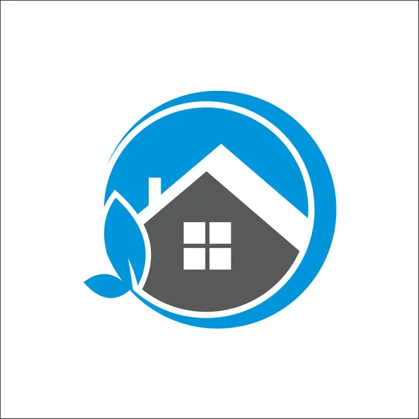 Casa con vettore logo foglia — Foto Stock