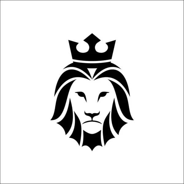 Lion King dengan desain grafis Crown Logo - Stok Vektor