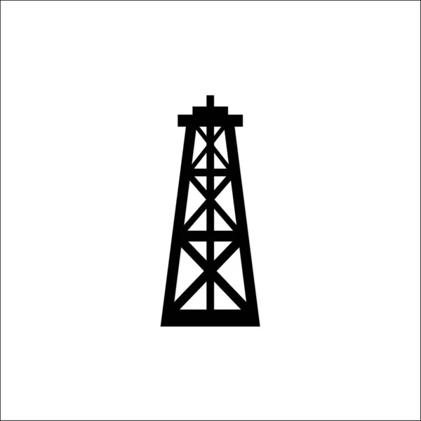 Oil rig - icona nera su sfondo bianco vettoriale illustrazione per sito web, applicazione mobile, presentazione, infografica. Petrolio benzina derrick concetto segno. Elemento grafico di design . — Vettoriale Stock