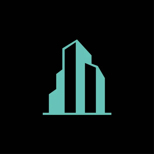 Building icon logo vector on black background — 스톡 벡터