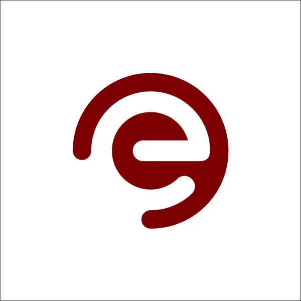 Logo initial e à l'intérieur d'une lettre arrondie espace négatif logo rouge — Image vectorielle