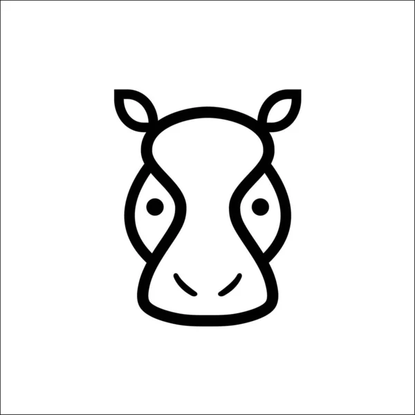 Kopf Nilpferdlinie Symbol Tier, Umriss Vektor Logo Abbildung modern — Stockvektor