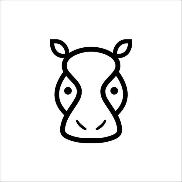 Cabeça Hippo linha ícone animal, esboço logotipo do vetor ilustração moderna —  Vetores de Stock