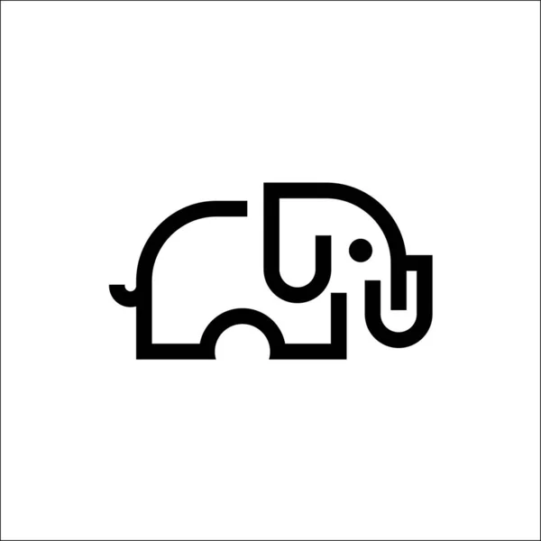 Elefante logo vettore monoline arte illustrazione — Vettoriale Stock