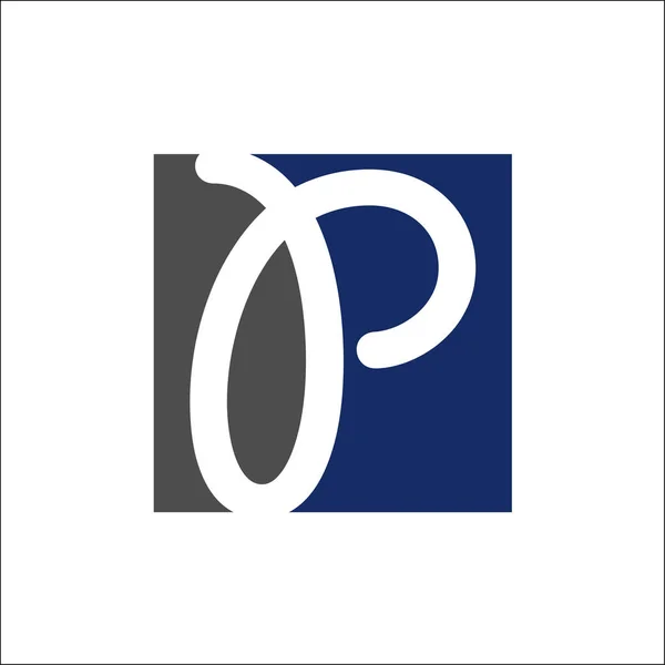 P harfinin baş harfleri kare logo vektörü — Stok Vektör