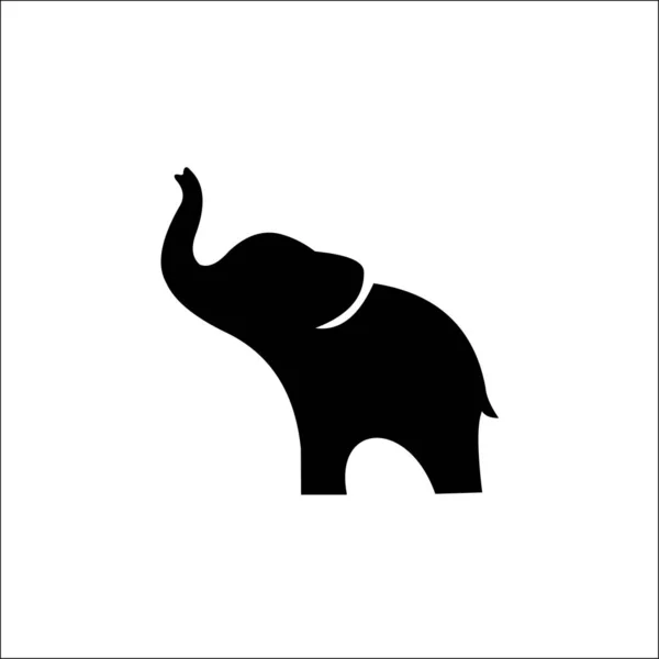 하얀 배경에 고립된 코끼리검은 실루엣 — 스톡 벡터