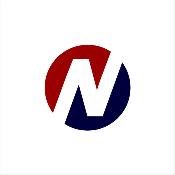 Iniciais N círculo sólido logotipo vetor — Vetor de Stock