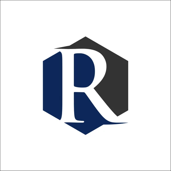 Vector Initial R Hexagon Shape Logo — Stock Vector