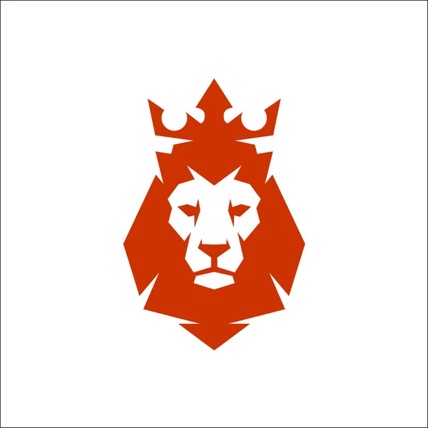 Vektorillustration. Löwenkopf-Logo mit Krone. Löwenkönig-Zeichen-Konzept — Stockvektor