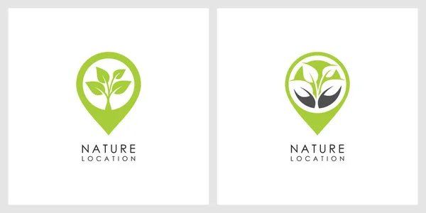 Nature Leaf Location Logo Vector Design — Stock Vector