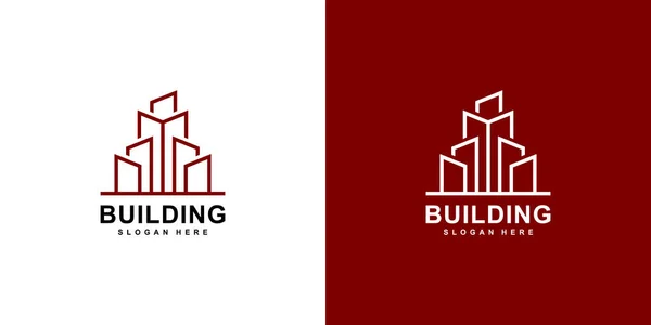 Building Logo Design Vector Mono Linje — Stock vektor