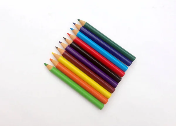Nombreux Crayons Couleur Différents Sur Fond Blanc — Photo