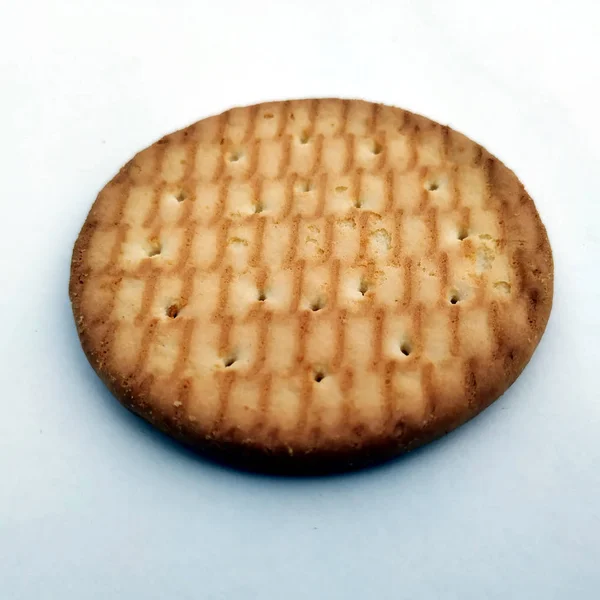 Травлення Ціле Пшеничне Кругле Печиво Ізольоване Білому Фоні — стокове фото