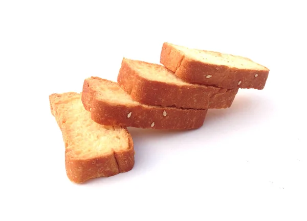Scheibe Brot Isoliert Über Dem Weißen Hintergrund — Stockfoto