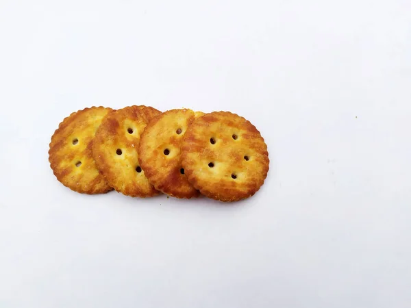 Galletas Crujientes Frescas Aisladas Sobre Fondo Blanco —  Fotos de Stock