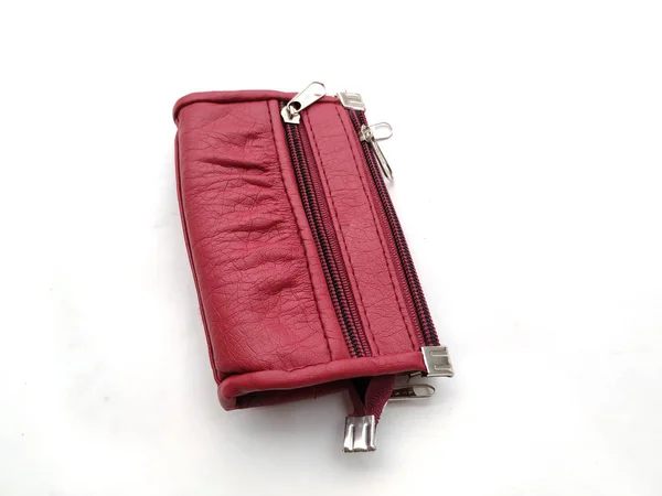 粉红色女人钱包手袋隔离在白色背景 — 图库照片