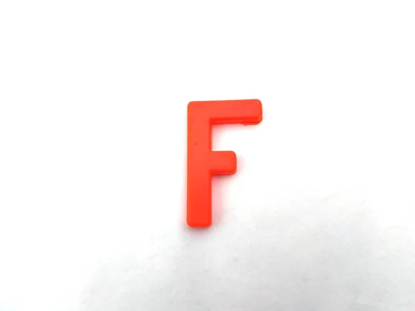 Letra Alfabeto Plástico Vermelho Isolado Fundo Branco — Fotografia de Stock