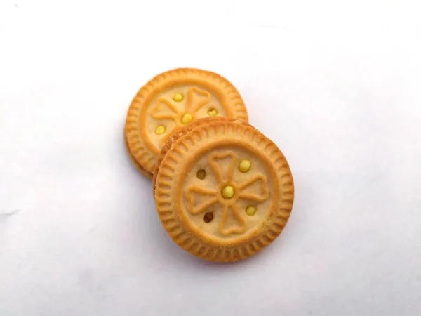 Galletas Crujientes Frescas Aisladas Sobre Fondo Blanco —  Fotos de Stock