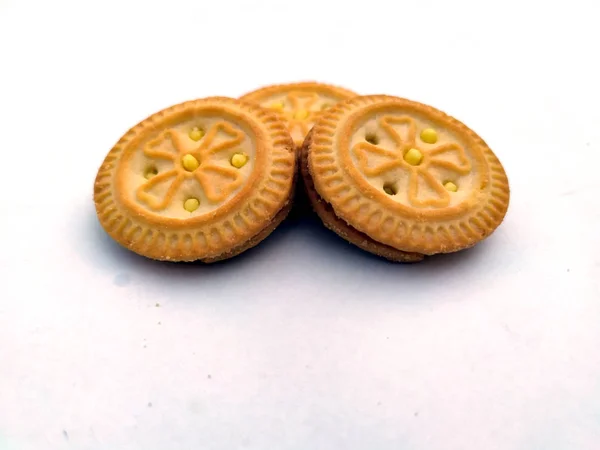 Galletas Crujientes Frescas Aisladas Sobre Fondo Blanco —  Fotos de Stock