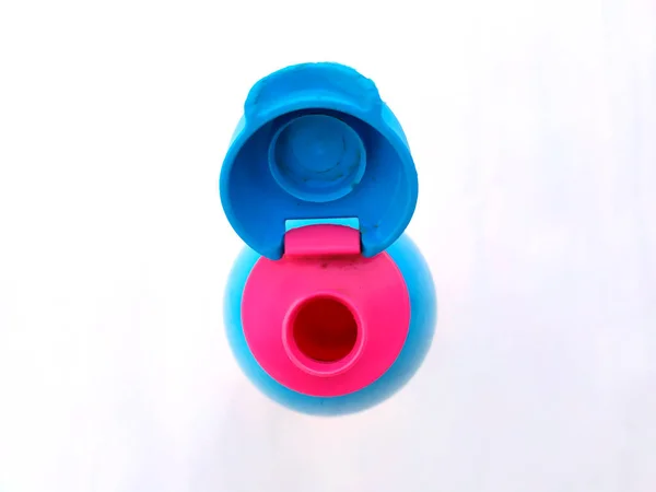 Багатокольорова Дитяча Пляшка Холодної Води Ізольована Білому Тлі — стокове фото