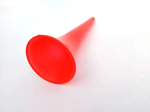 Üres Vuvuzela Stadion Műanyag Szarv Fan Vuvuzela Trombita Elszigetelt Fehér — Stock Fotó