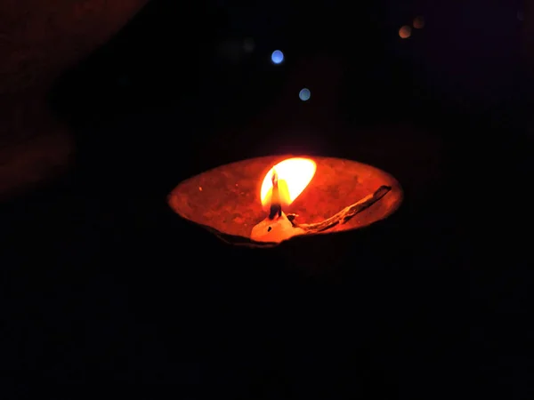 Tradycyjne Lampy Diya Gliny Zapalone Podczas Uroczystości Diwali — Zdjęcie stockowe