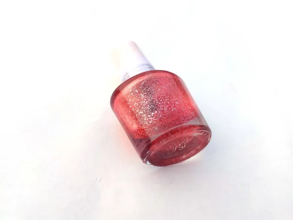 Bouteille Ronde Vernis Ongles Couleur Rouge Avec Bouchon Modèle Maquette — Photo