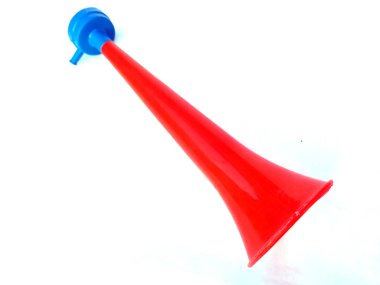 Boş vuvuzela stadyum plastik boynuzu. fan vuvuzela trompeti beyaz arkaplanda izole