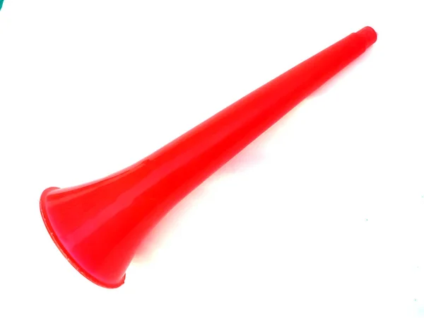 Boş vuvuzela stadyum plastik boynuzu. fan vuvuzela trompeti beyaz arkaplanda izole