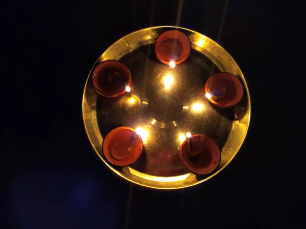 Hagyományos Agyagdiya Lámpák Világítanak Diwali Ünnepség Alatt — Stock Fotó