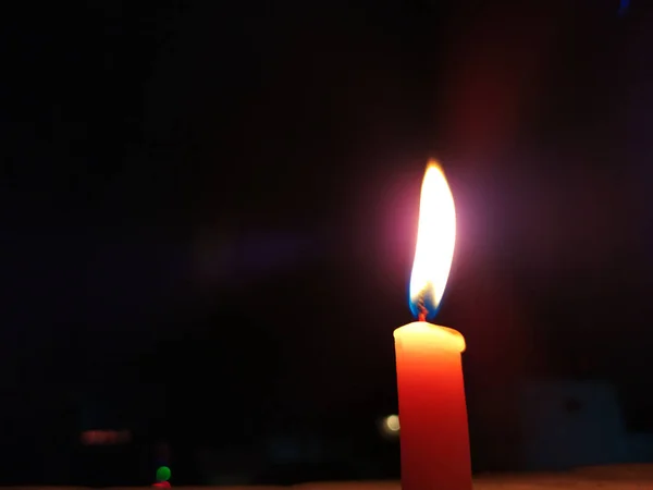 Candle Flame Give Light Dark Night Bilking Lights — стокове фото