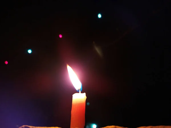Candle Flame Give Light Dark Night Bilking Lights — стокове фото