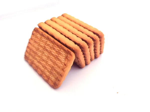 Süß Frisch Backen Gesunden Braunen Keks Isoliert Auf Weißem Hintergrund — Stockfoto