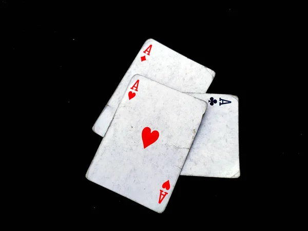 Conjunto Quatro Ases Jogando Cartas Ternos Ganhar Mão Poker Isolado — Fotografia de Stock