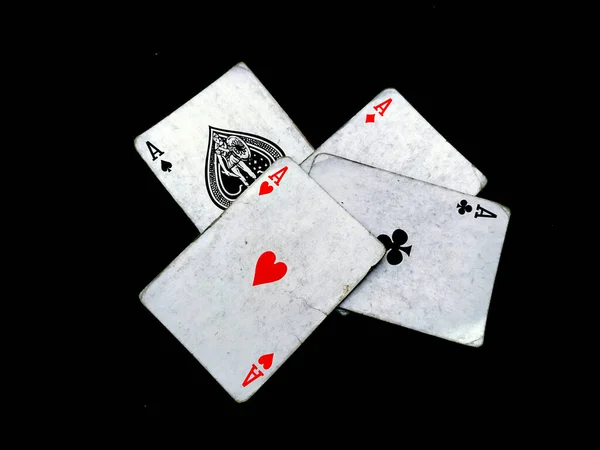 Set Four Aces Playing Cards Suits Winning Poker Hand Isolated — Stock Photo, Image