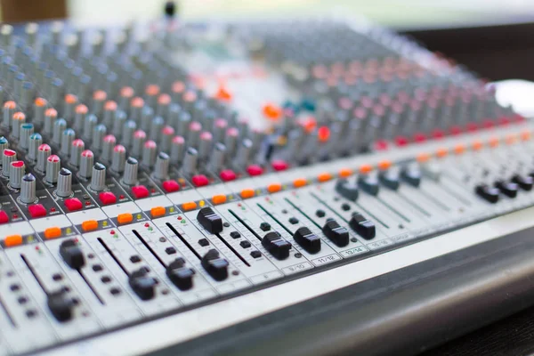 Analog Sound Mixer Selected Focus Professional Audio Mixing Console Radio — Stock Photo, Image