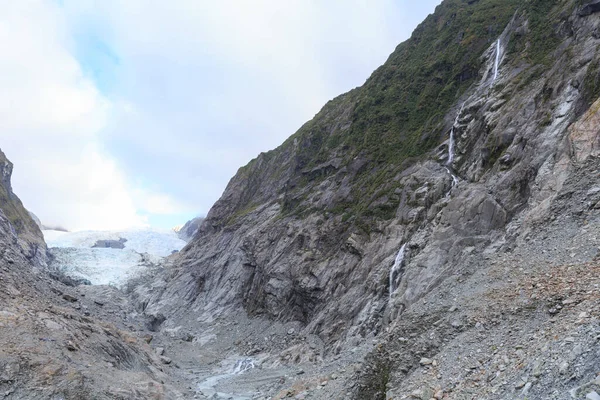 Franz Josef Buzulu Nun Manzarası Yeni Zelanda Nın Batı Kıyısındaki — Stok fotoğraf