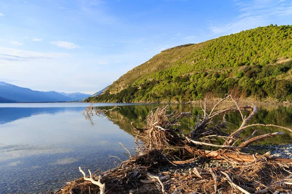 新西兰南部的Hawea湖美丽的山景 — 图库照片