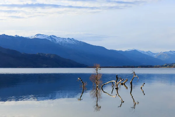 新西兰南部的Hawea湖美丽的山景 — 图库照片