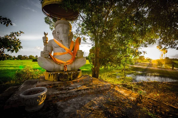 Statue God Ganesha Cambodia Middle Rice Fields — Stock Photo, Image