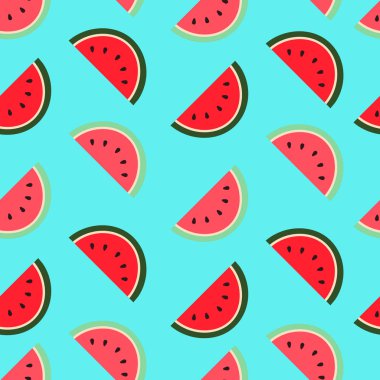 Karpuz vektör deseni. Karpuz dilimleri ile kesintisiz arka plan. Vektör Illustration.