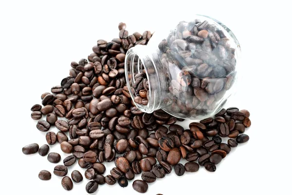 Black Coffee Beans Isolated White Background — Stock Photo, Image