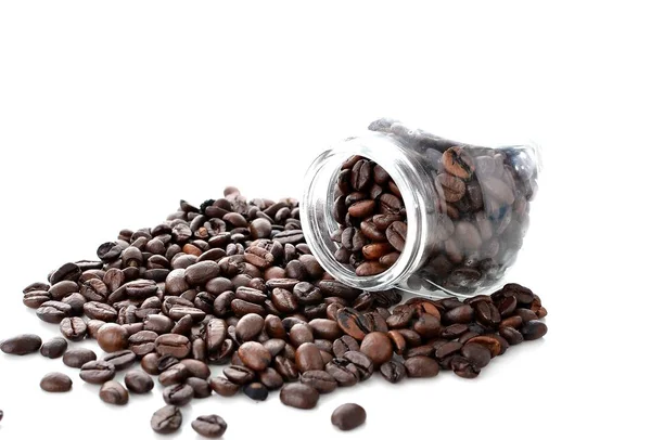 Black Coffee Beans Isolated White Background — Stock Photo, Image