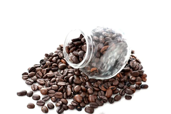 Black Coffee Beans Isolated White Background — Stock Photo, Image