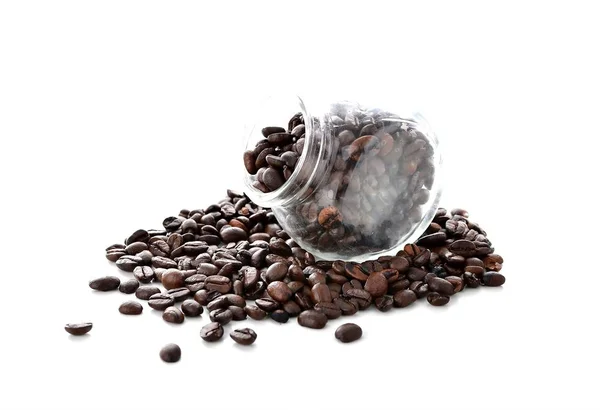 Black Coffee Beans Isolated White Background — Stock Photo, Image