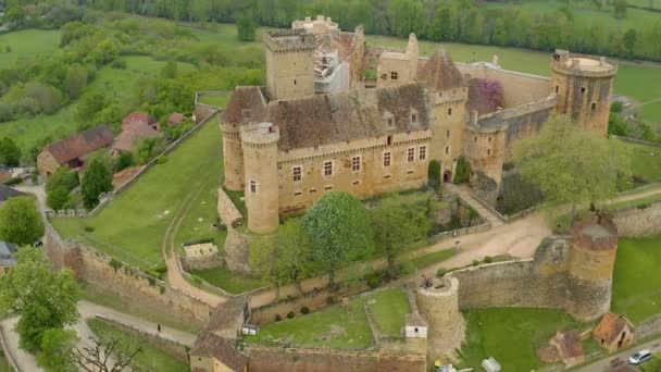 Castello Castelnau Bretenoux Visibile Lontano Facilmente Riconoscibile Dalle Sue Mura — Video Stock