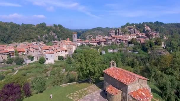 Rupit Pruit Village Catalan Médiéval Avec Vieilles Maisons Traditionnelles Dans — Video